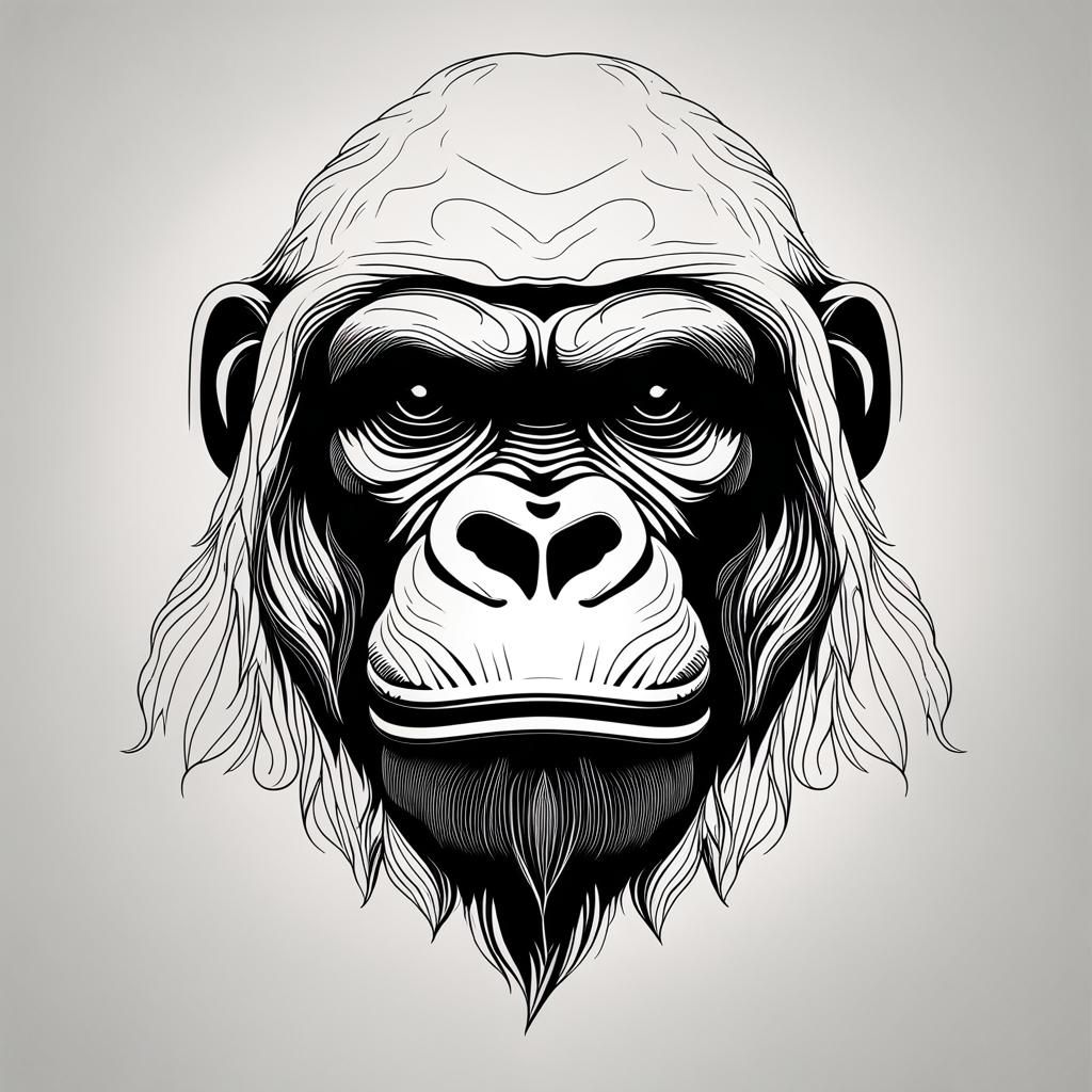 Gorilla minimalistic one-line art
