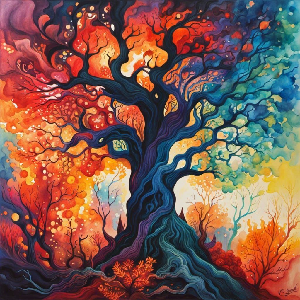 tree of many seasons AI Generated Artwork NightCafe Creator