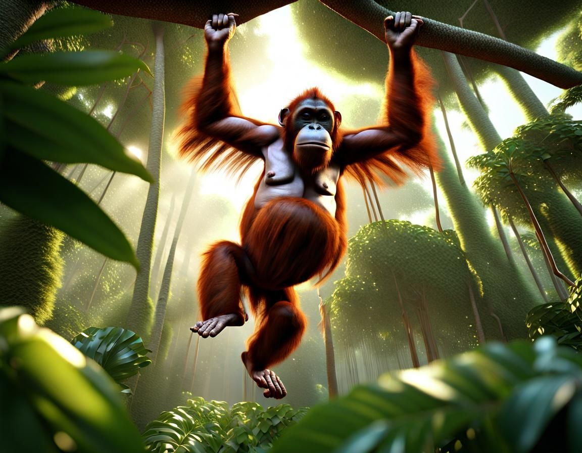  3D rendering of an orangutan