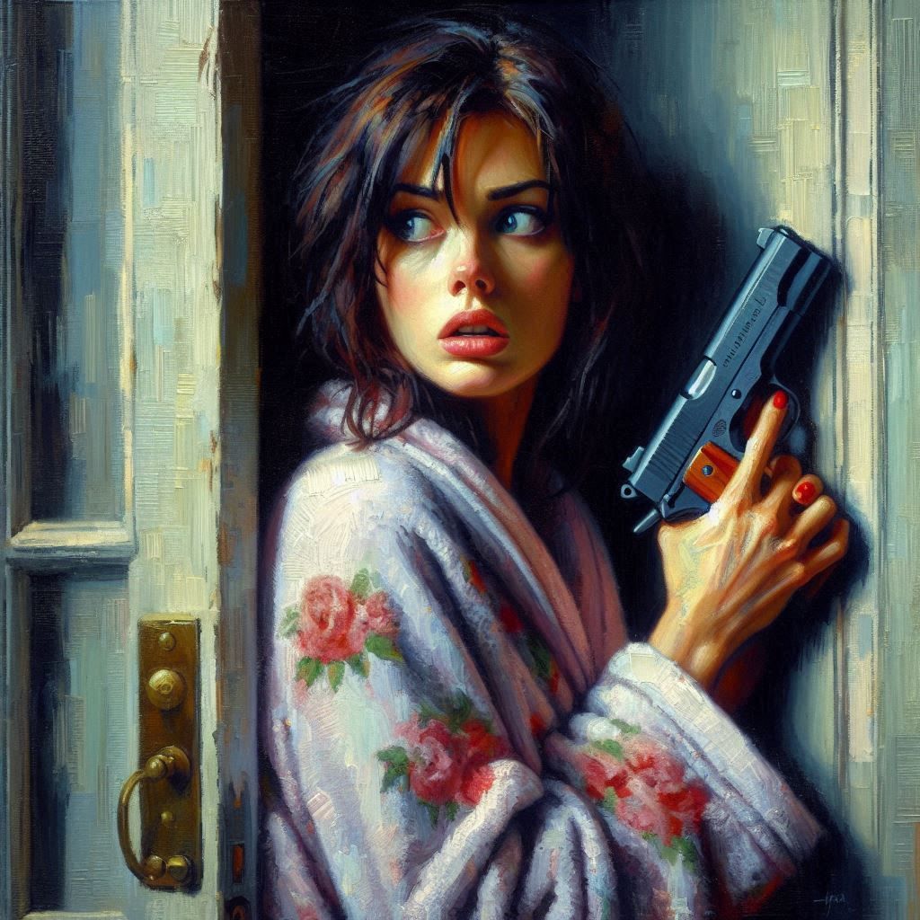 What kinda' dame keeps a piece in her shower?