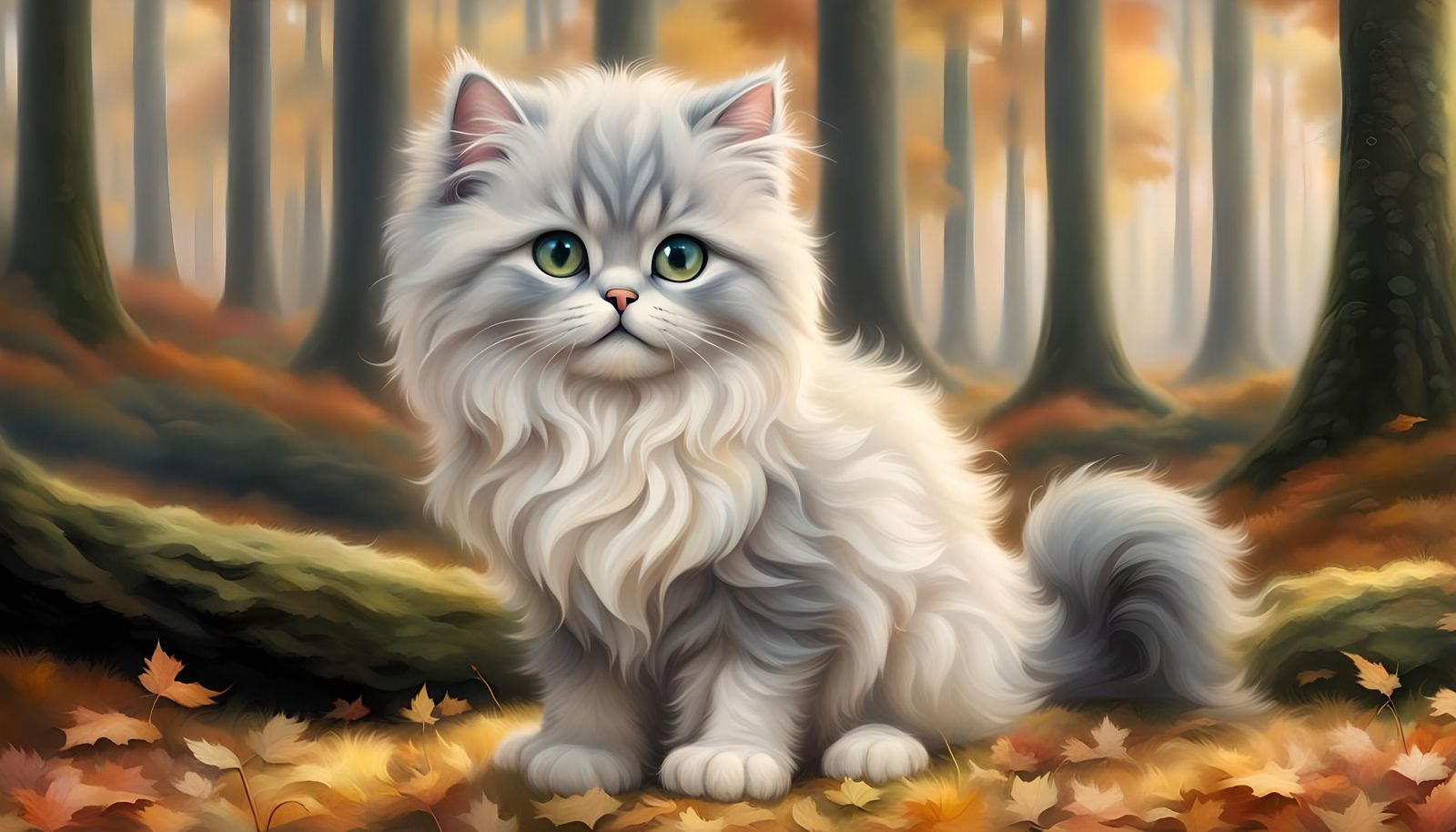 a up close view of a 3d adorable humongous eyed persian kitt...