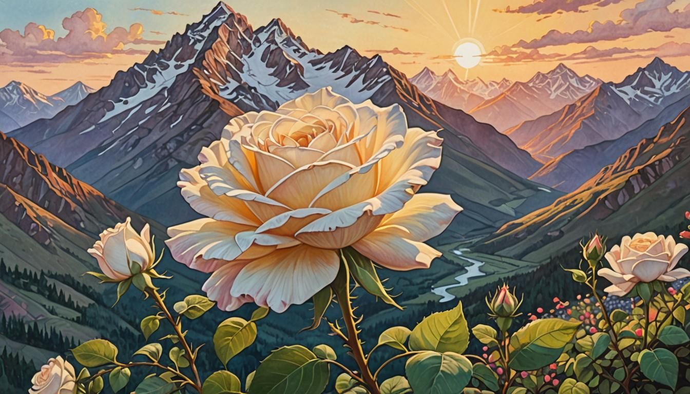 White Rose Sunset Mountains