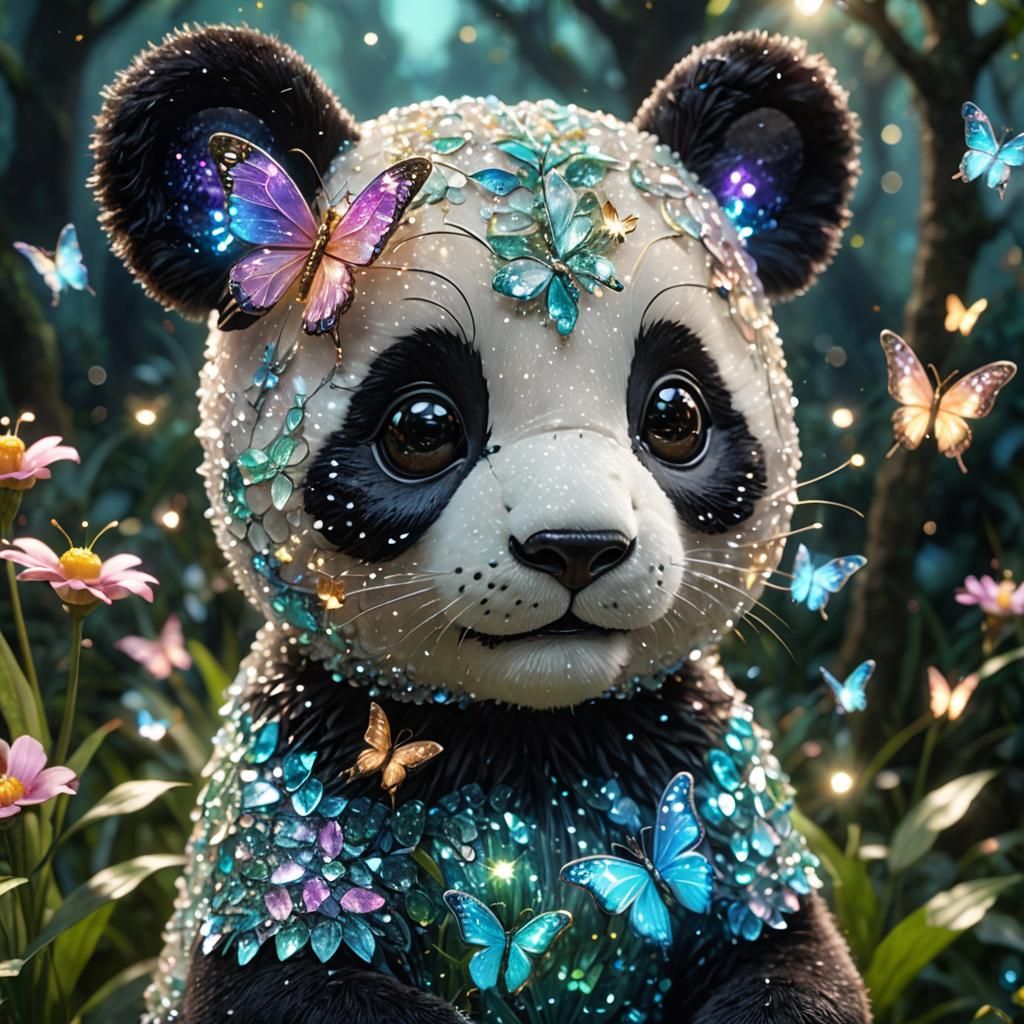Crystal Butterfly Boops Panda Nose in Enchanted Garden