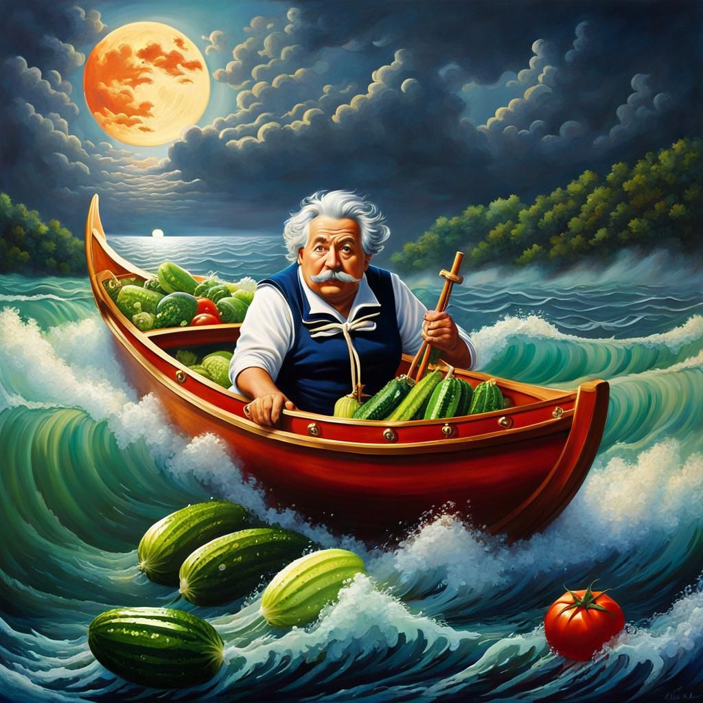 Tomato Sailor Woman Sailing Surreal Ramen Ocean