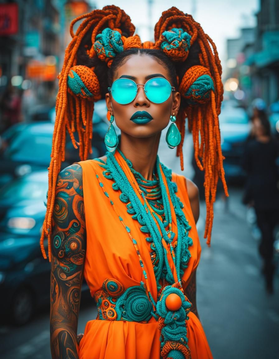 Fashion photography Haute Couture Neon Crochet