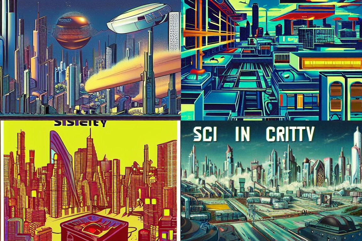 Sci-fi city in the style of Excessivism