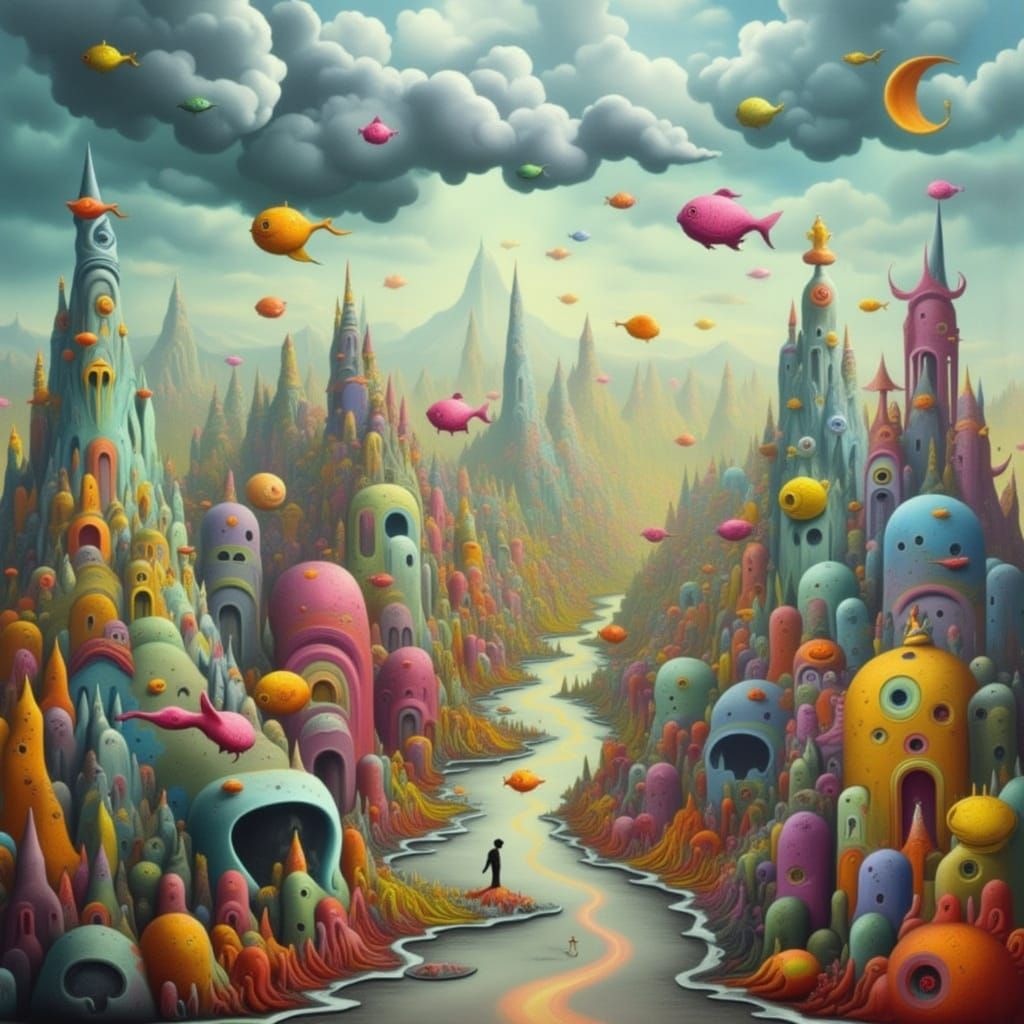 <lora:Surreal Swirls:1.0> Fishbowl city