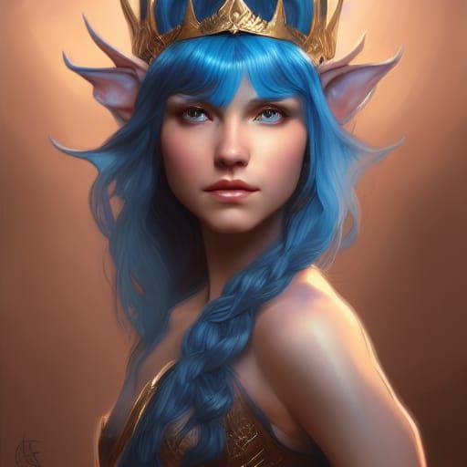 Elf queen, blue hair