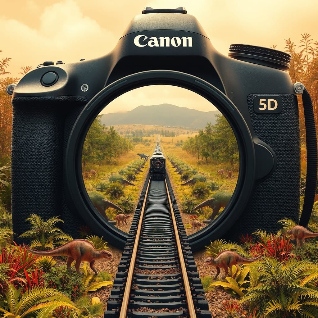 Canon 5D Camera in Jurassic Landscape