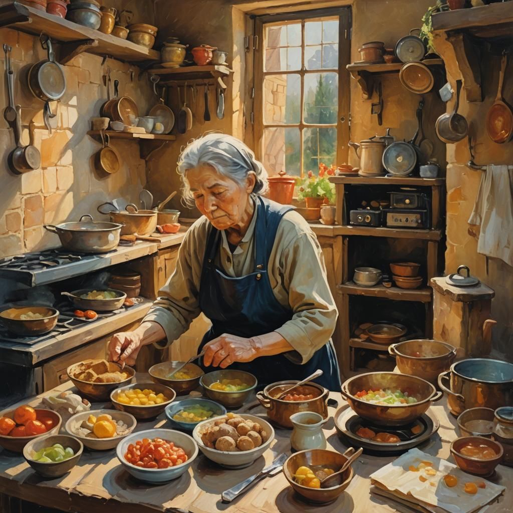 Yocheved's Lunch: An Impressionist Kitchen Scene