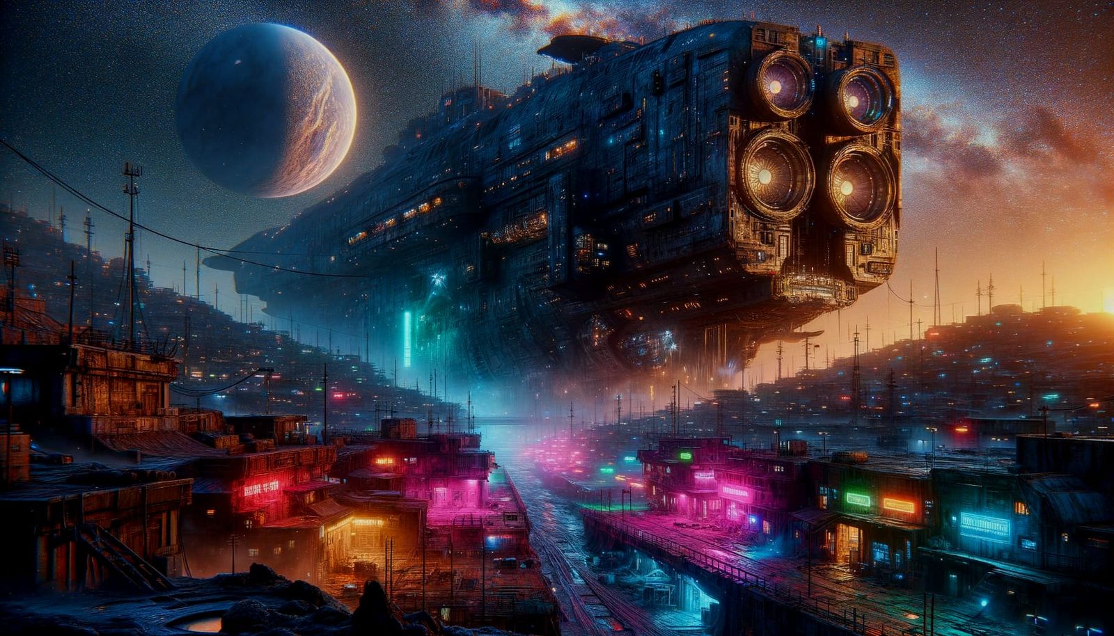 Gigantic ship dropping off and Picking up People, magterial,...