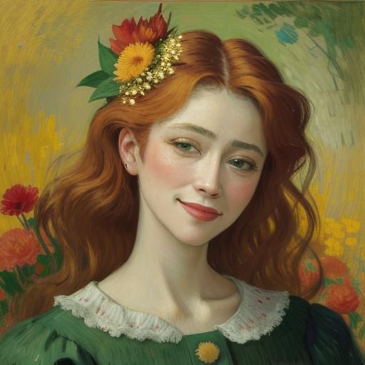 Woman with Flower: An Impressionist Oil Painting