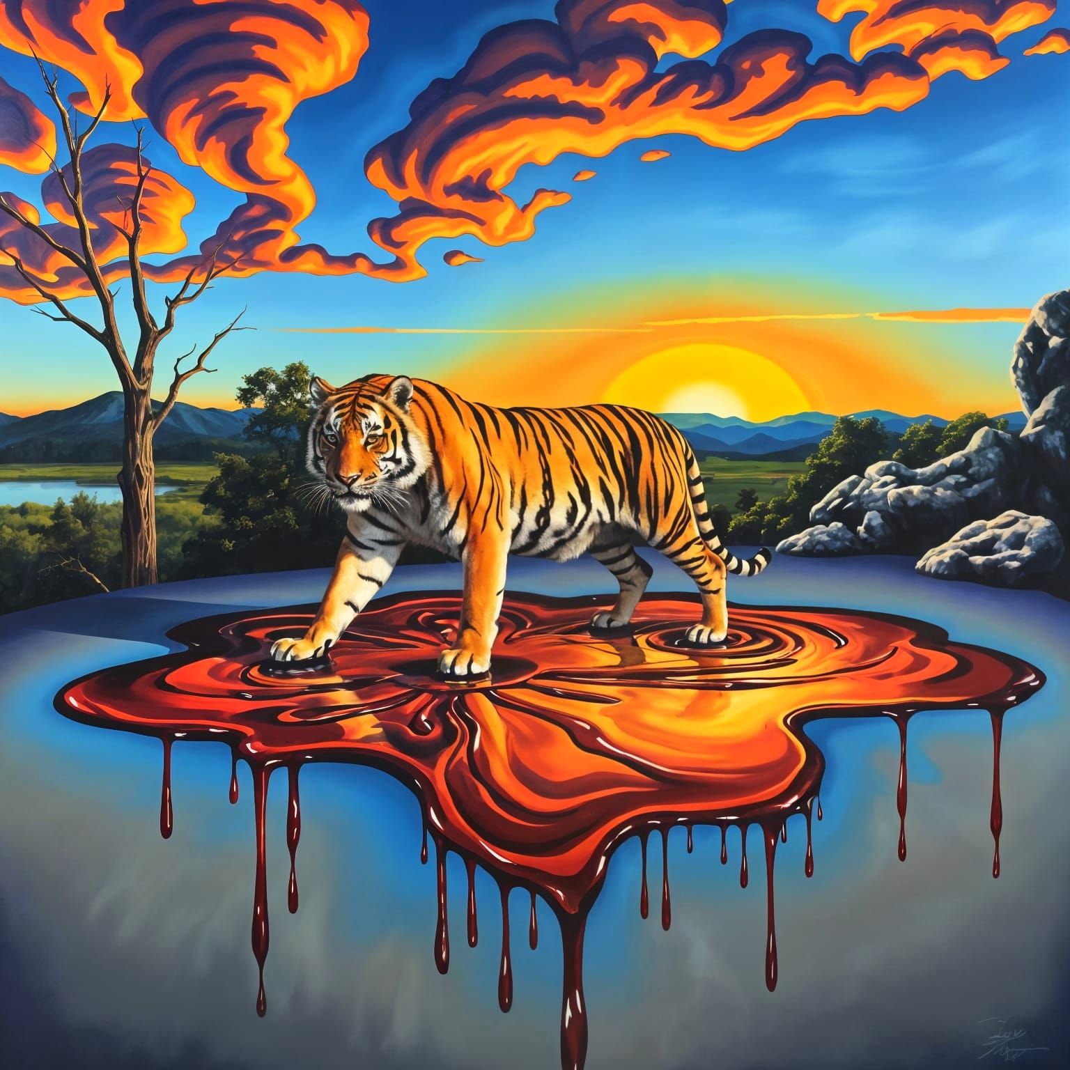 Tiger Rains Down  by @viisipuu