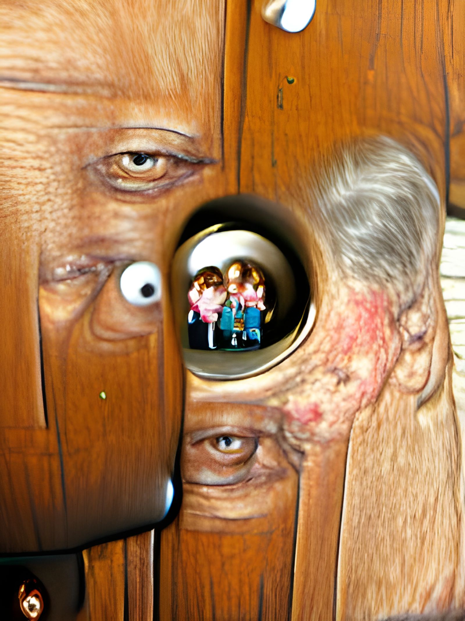 Peephole people peeping upon the old people sleeping