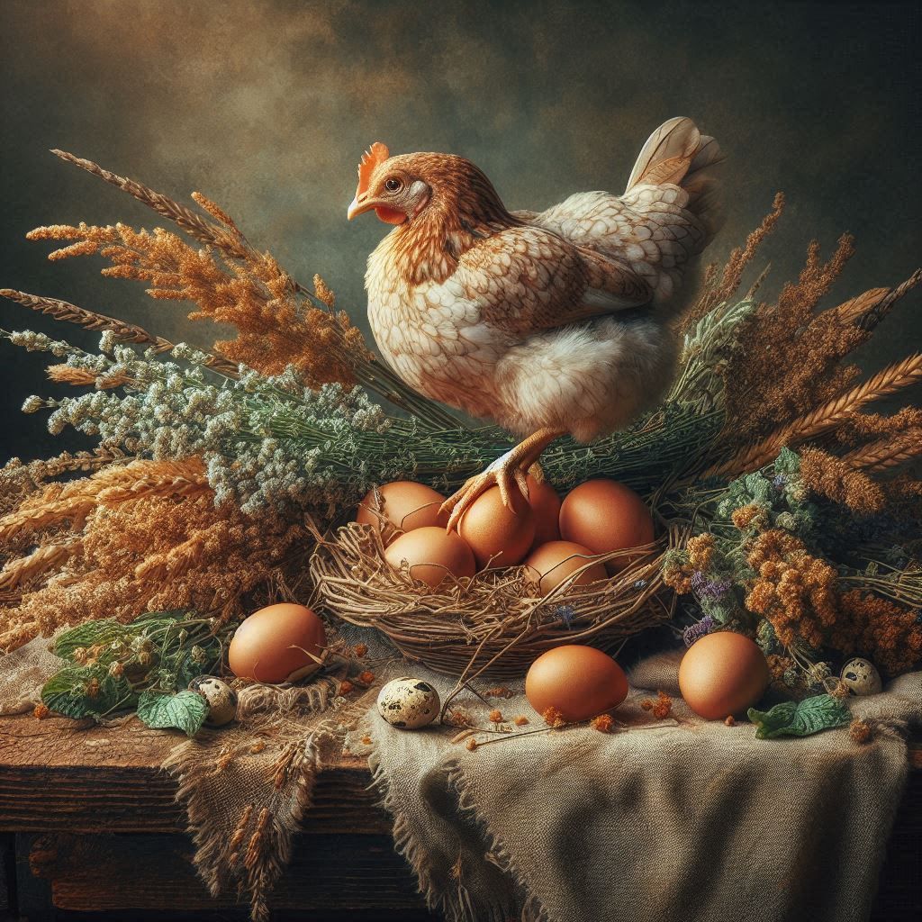 Fresh eggs with herbs