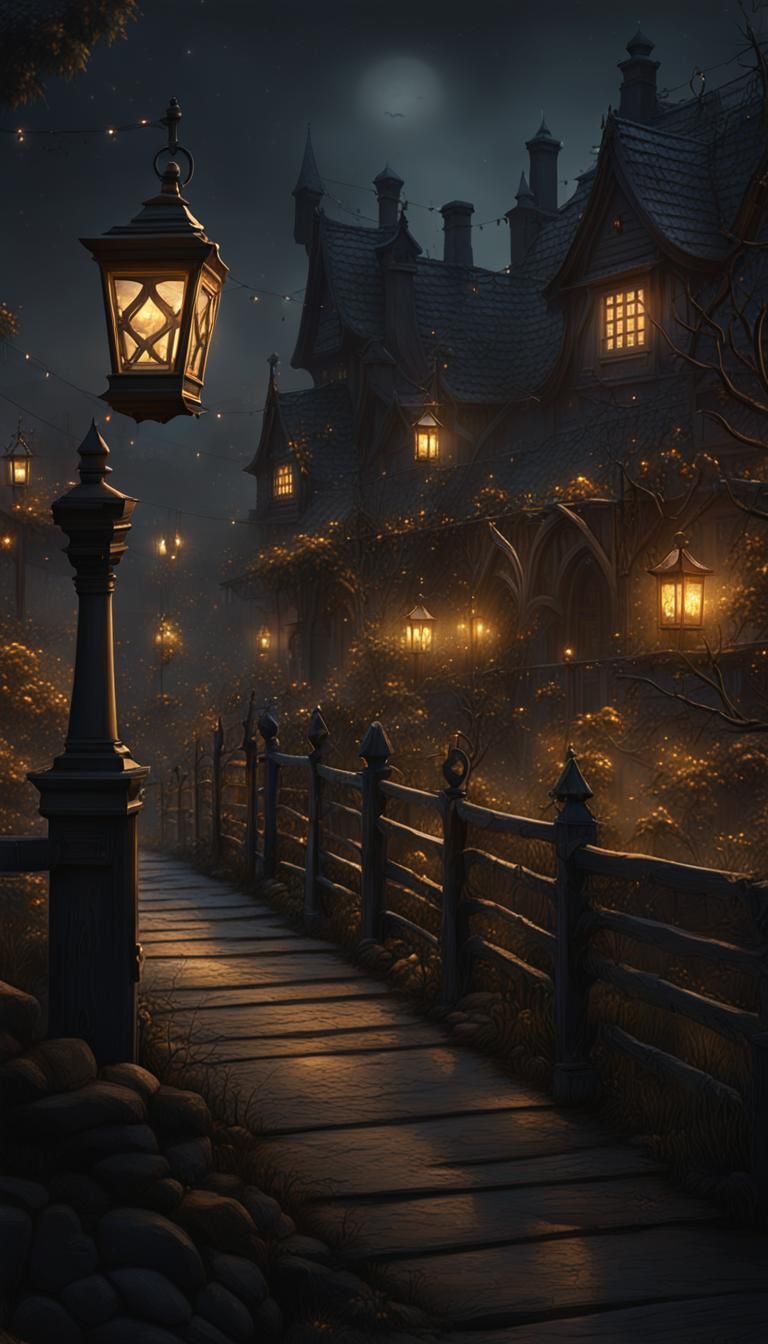 Dark and Scary Haunted City at Night