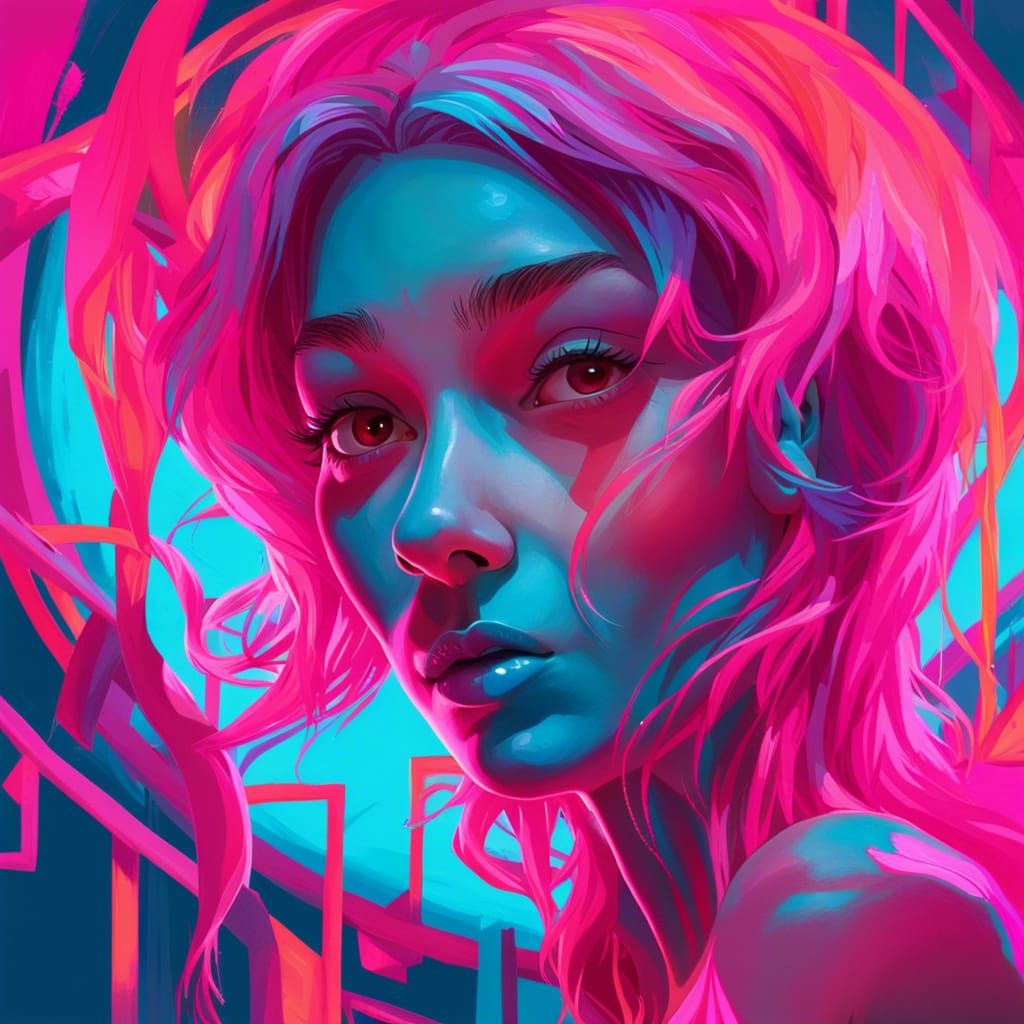 Model in love with heart eyes, Dr. Seuss inspired artwork, b...