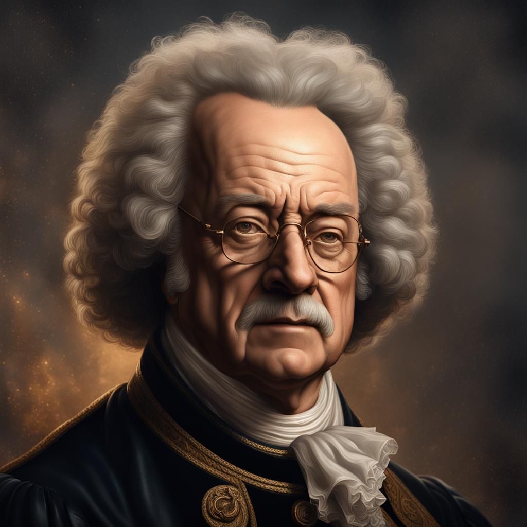 Hyper realistic portrait of John Adams in Rembrandt style