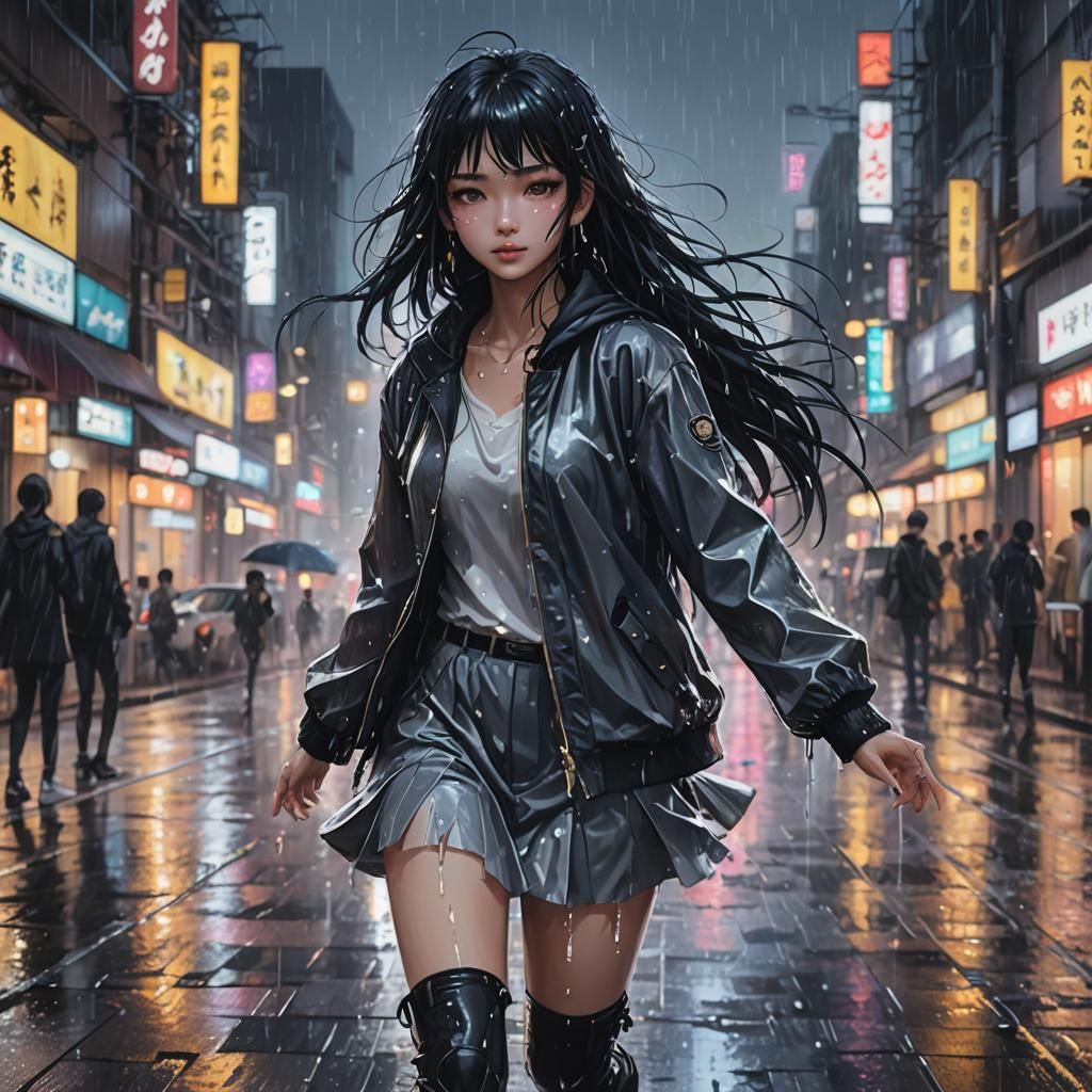 Anime beautiful girl  dancing  