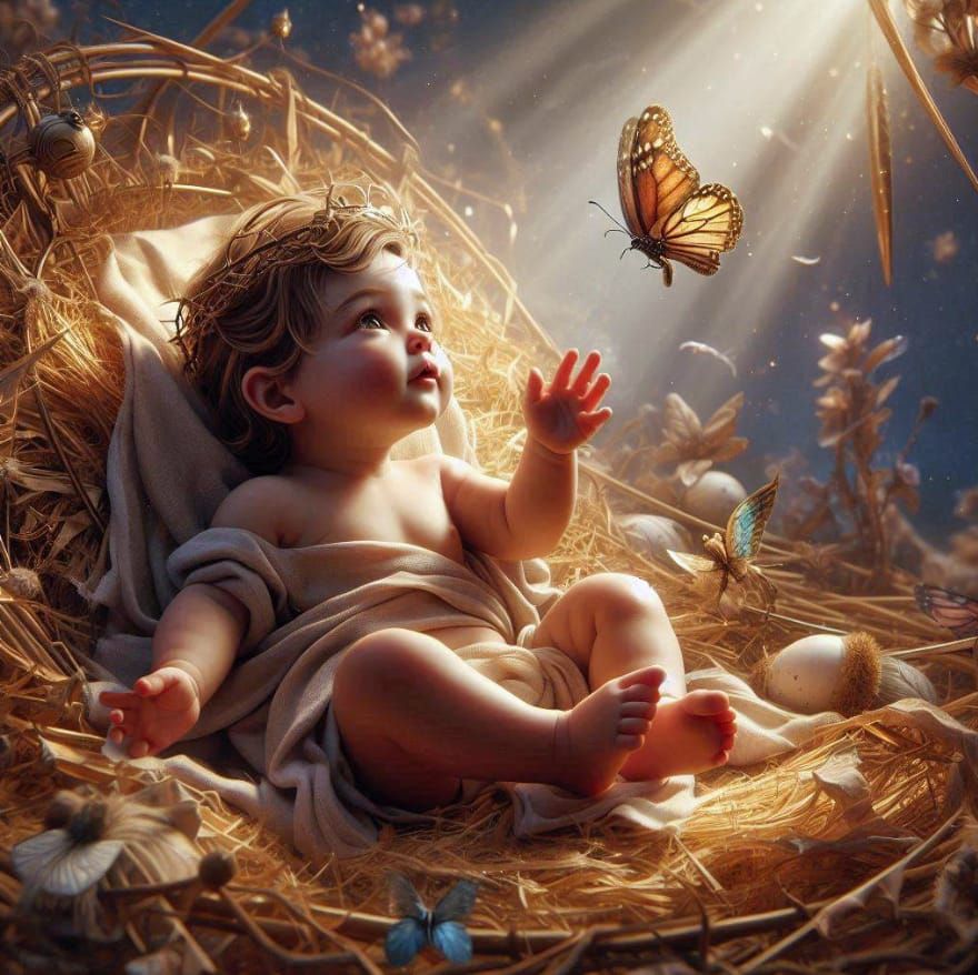 Jesus and a butterfly