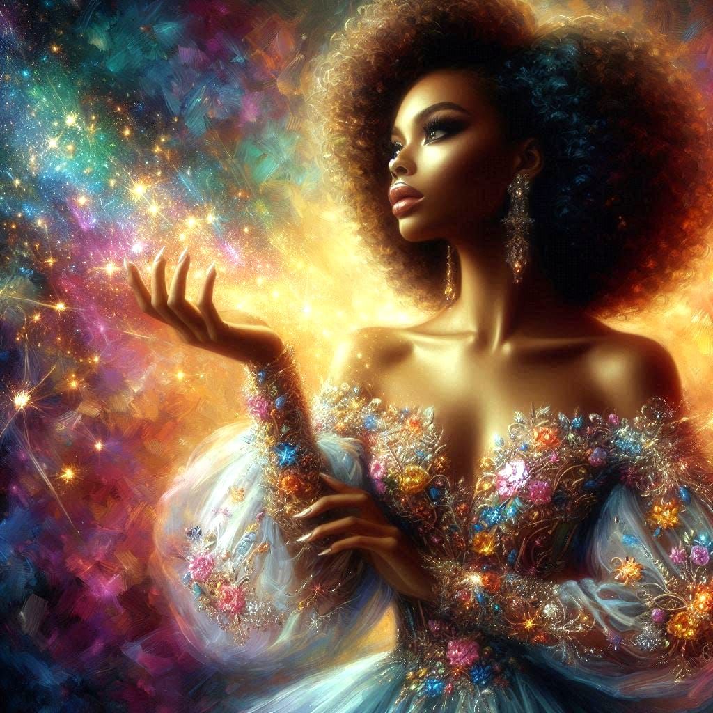 woman in beautiful haute couture dress.