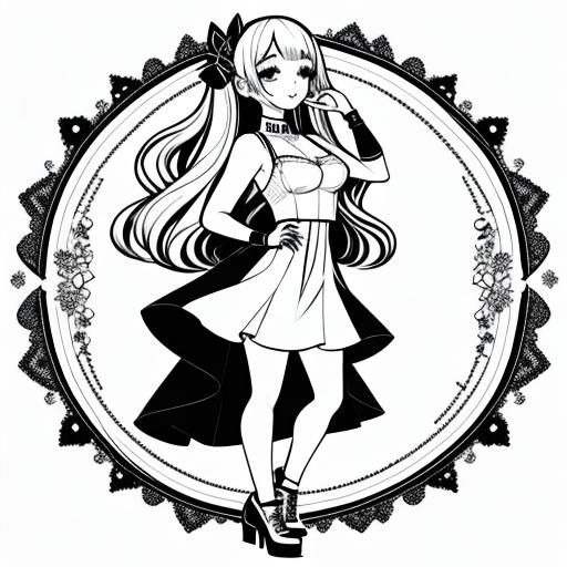 <lora:Coloring Page SD15:1.0> Chibi girl, cute, adorable, coloring_book line art, colouring in book colouring in page, clean lines, white ba...