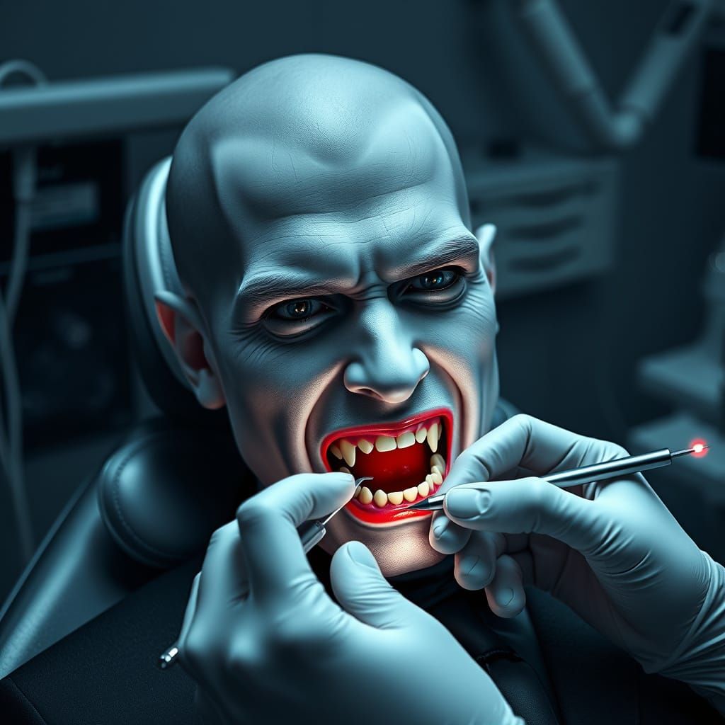 Vampire at the dentist  by @Raketessa