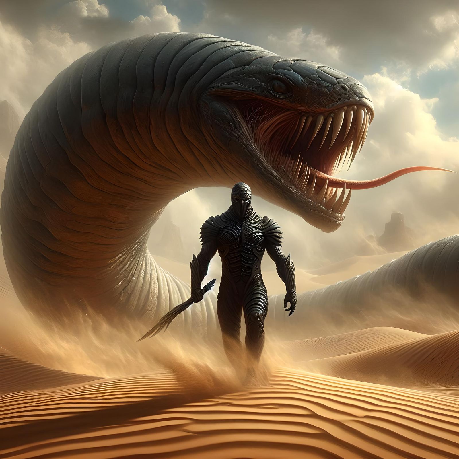 Fremen Warrior and the Worm - Dune