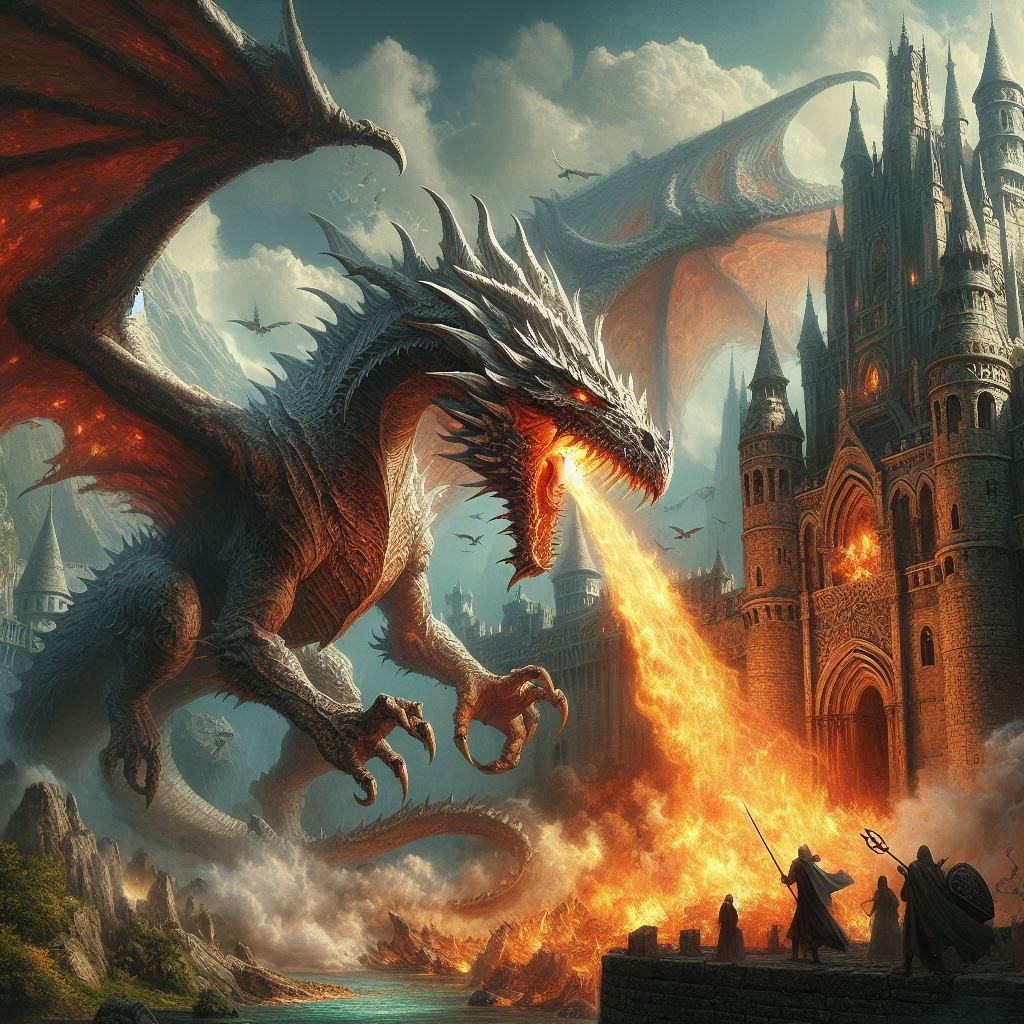 Dragon attacks Castle