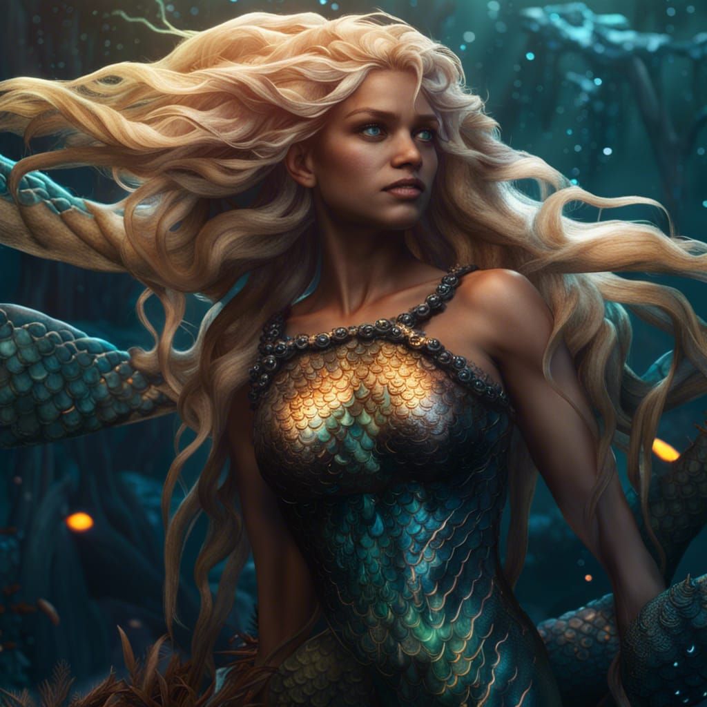 Mermaid with blonde hair