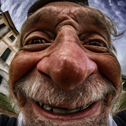 self shot of old man face smile  by @Dea__