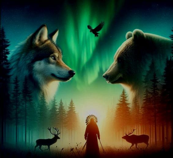 Double Exposure Forest Animals Art By Archangel Tara