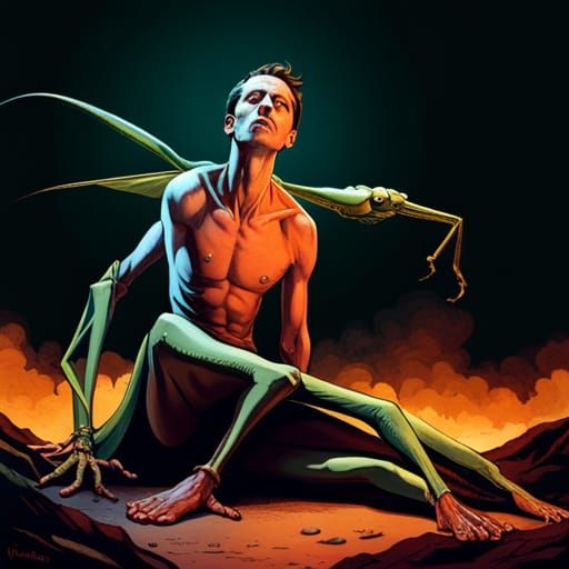 A man and his mantis  by @Bai