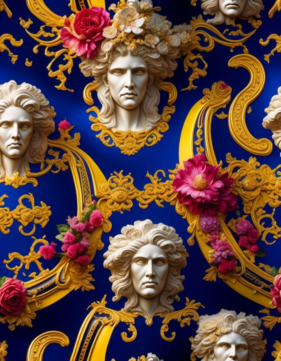 Versace design Print intricate details, HDR, beautifully shot