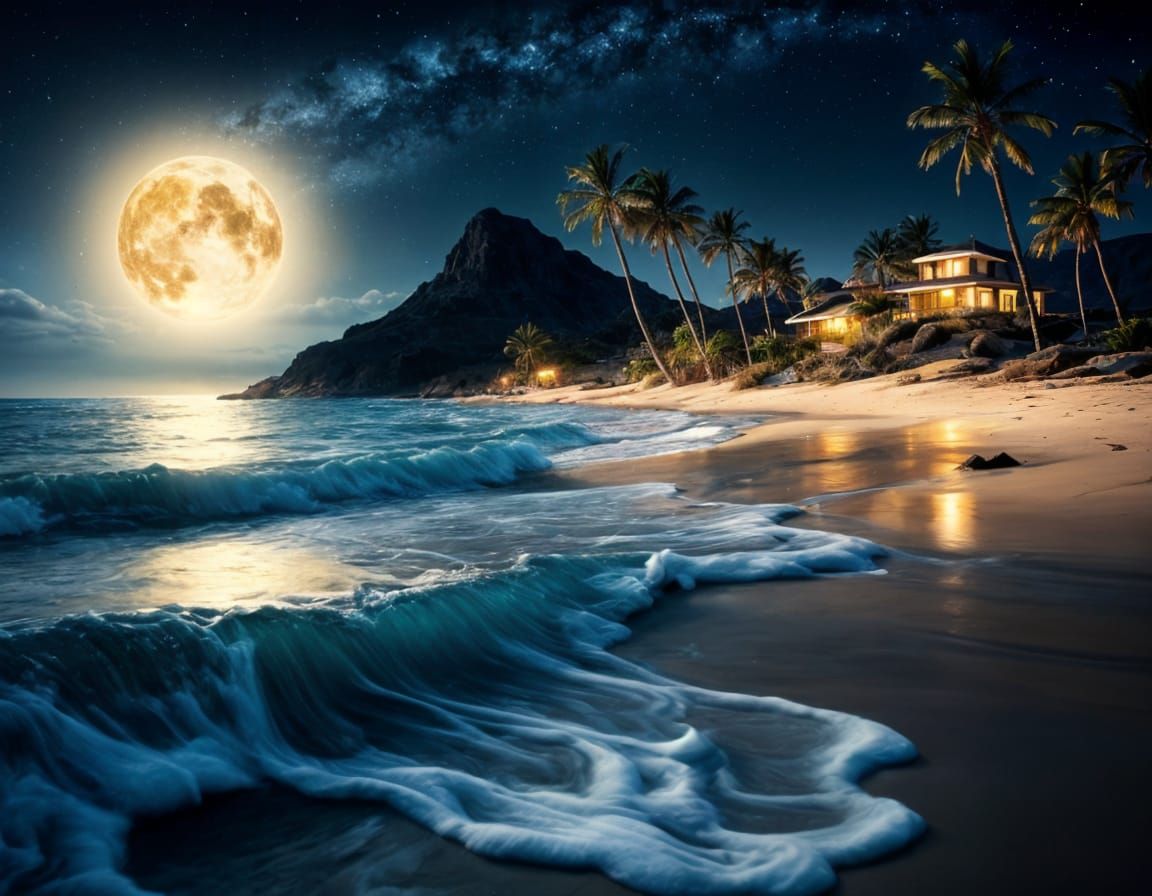 A moonlight beach  by @Liloo