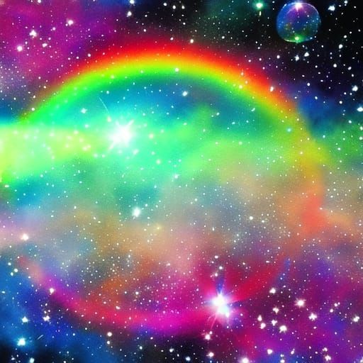 Nebula made of iridescent bubbles, rainbow bubbles, watercol...