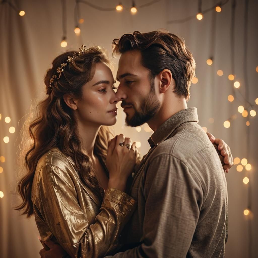 Un homme et une femme amoureux, mise au point nette, photo d...
