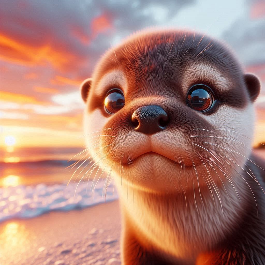 Sunset with a otter