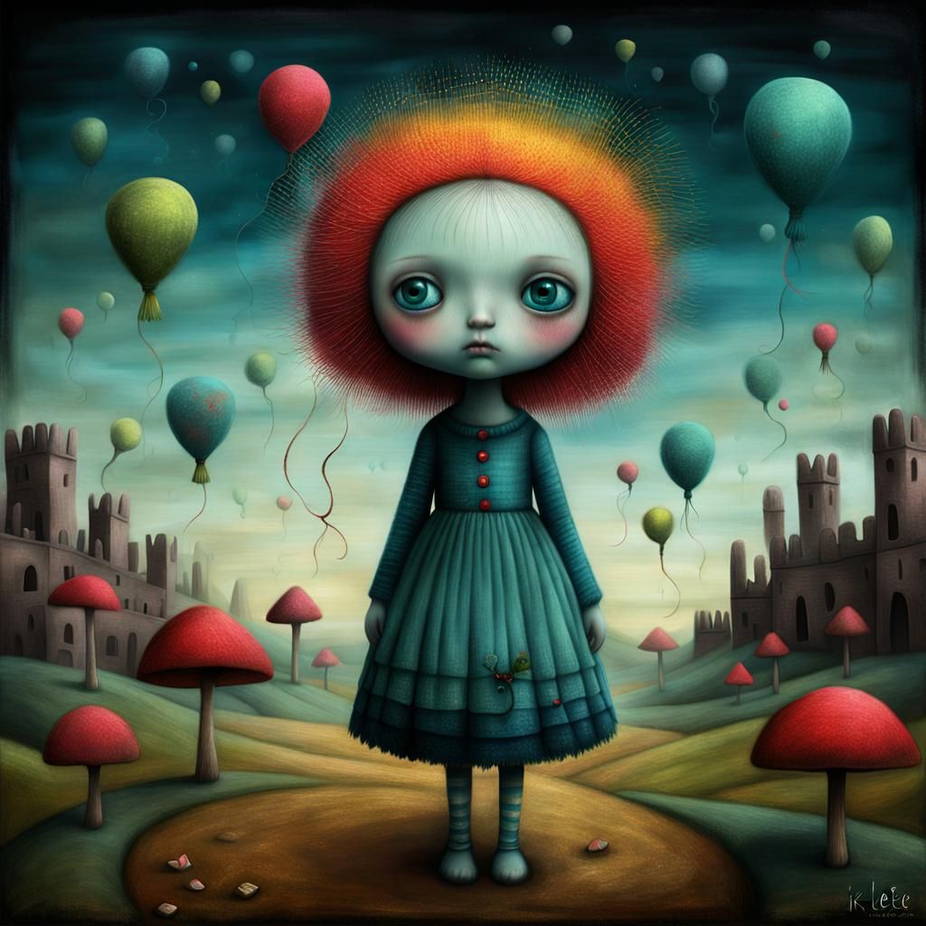 Sarah in a fantasy Whimsical world