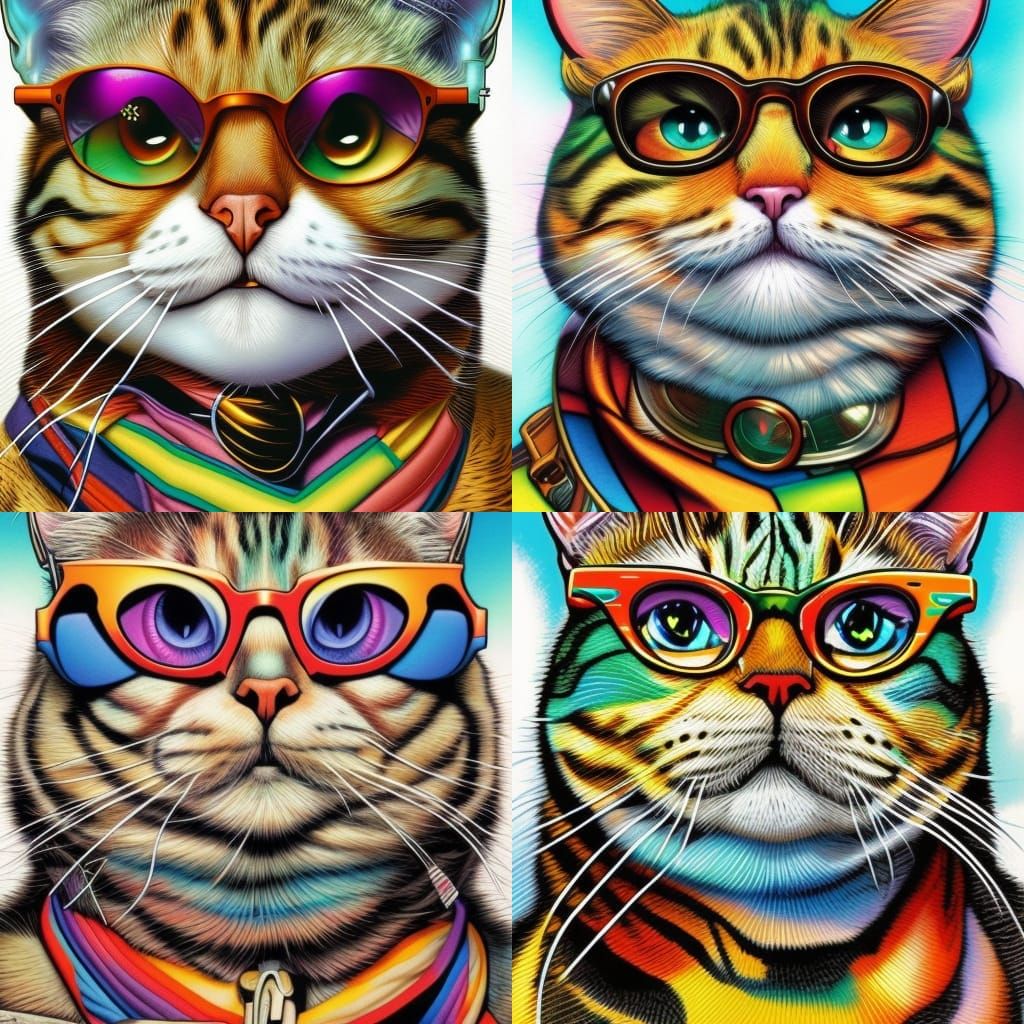colorfull cat with glasses
