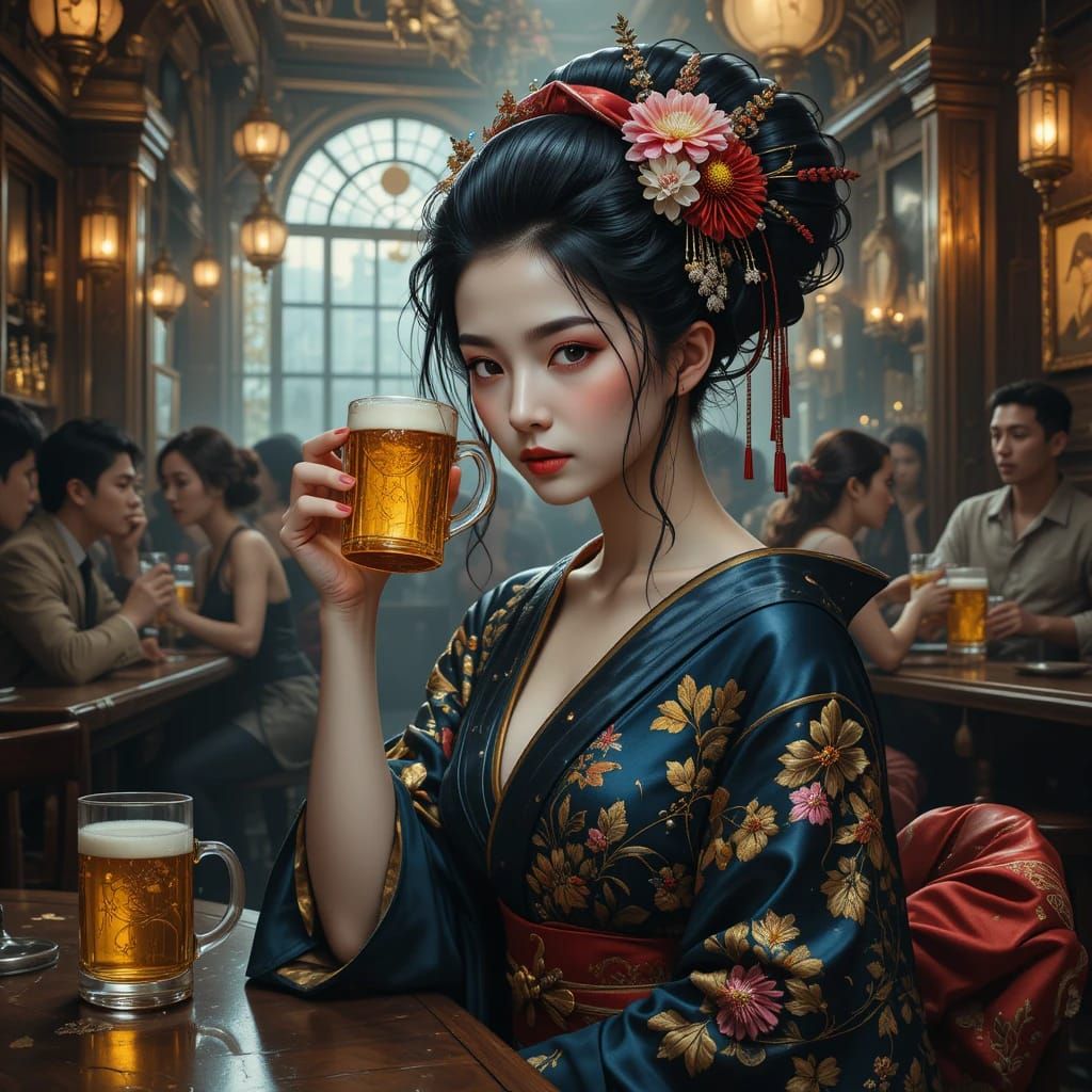 Geisha in bar