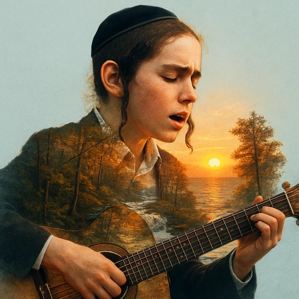 ילד שר בחשיפה כפולה