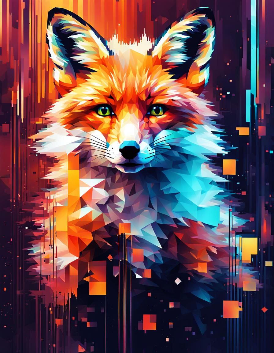 Glitch fox  by @Roswarcus