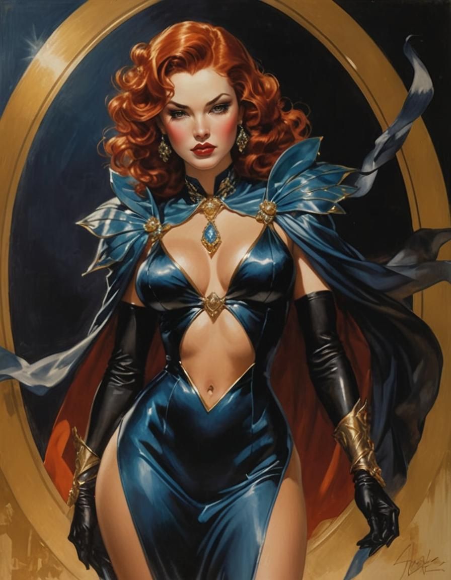 Glamorous Heroic Woman Portrait in Romantic Style