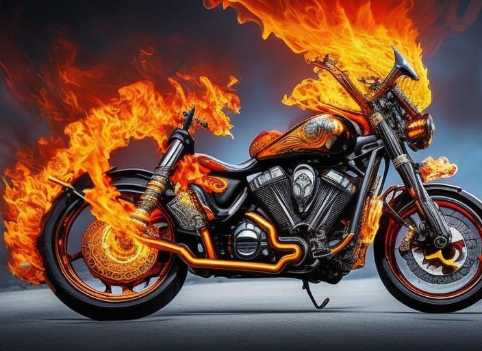 Motorcycle on Fire - AI Generated Artwork - NightCafe Creator