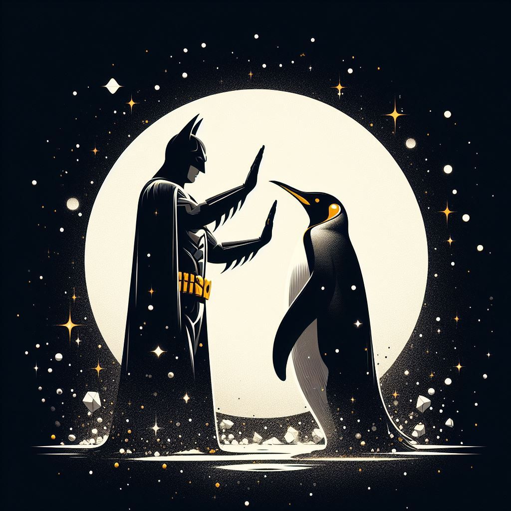 Batman stops a Penguin