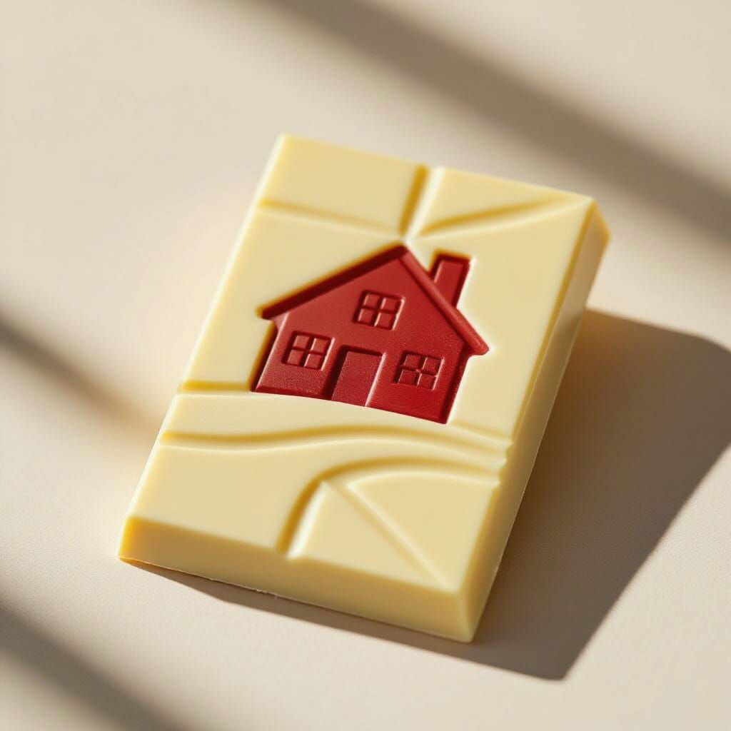 White Chocolate Bar With Red Brown House Detail