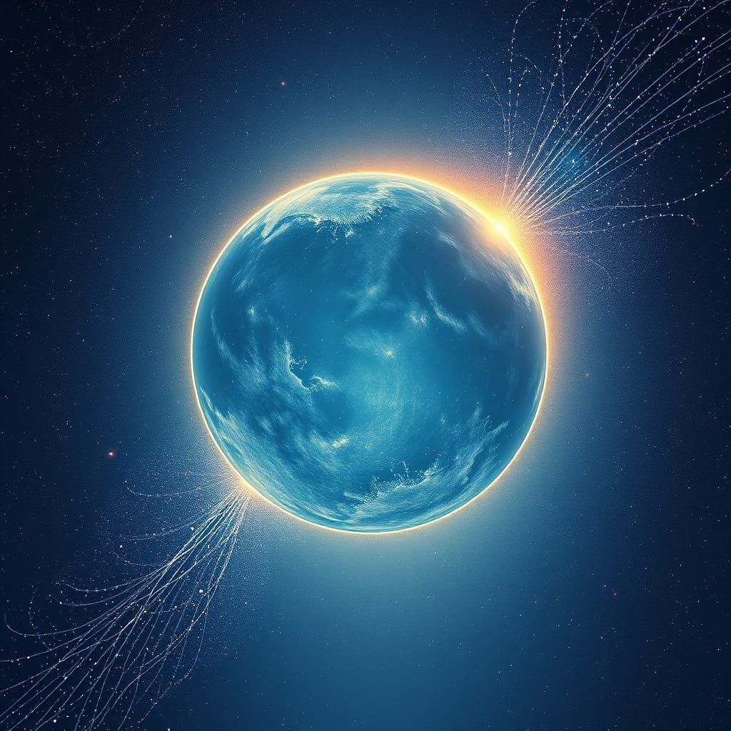 Ethereal Sphere of Sorrow in Starry Celestial Sky