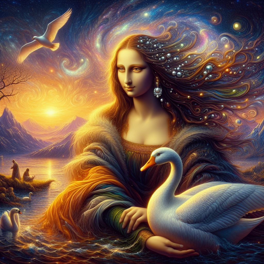 A Surreal Alien Mona Lisa and a Goose.