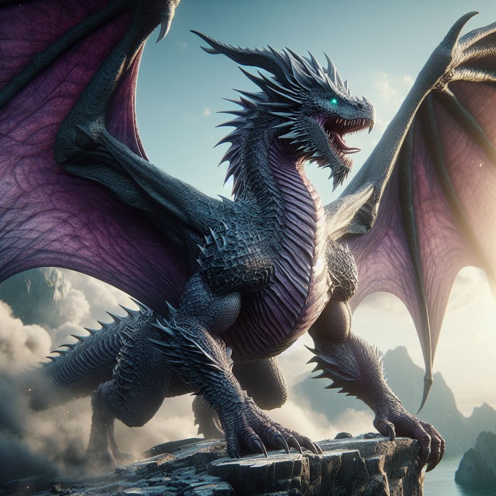 Purple dragon roaring